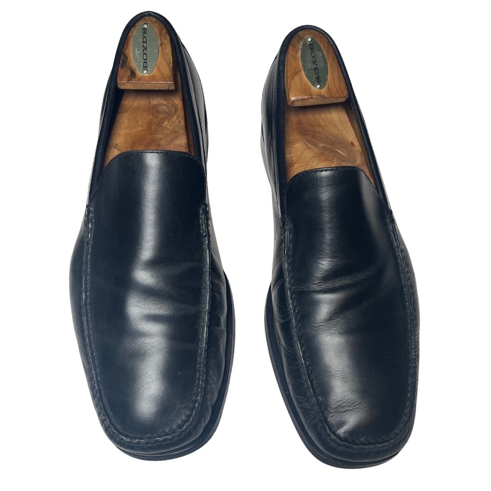 Leather Loafers Moc Toe Black Cole Haan Slip On Men 9.5M Dress Casual